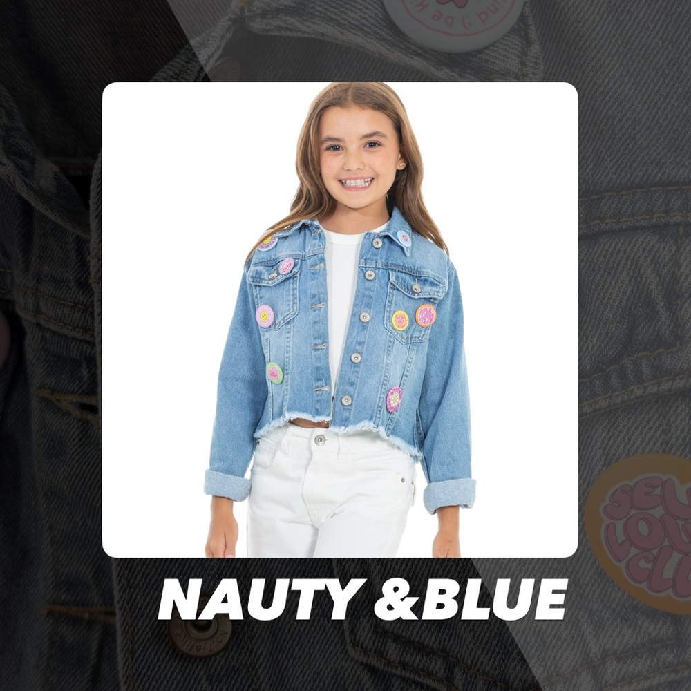 NWT Nauty & Blue Denim Jacket With Pins